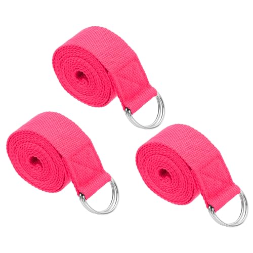 PATIKIL Yoga Strap for Stretching Cotton Yoga Belt with Adjustable Metal D-Ring Buckle Stretch Band for Fitness Pilates - color: Fuchsia