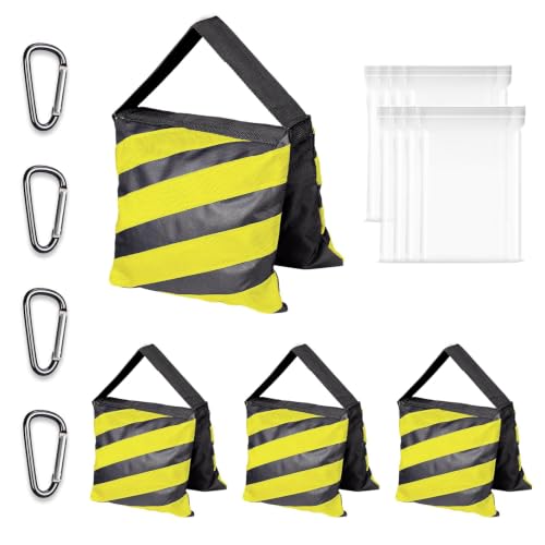 EMART 4Packs Sand Bags for Weight Yellow Sandbags for Backdrop Stand Canopy | Heavy Duty Sandbags(No Sands) for Light Stand Tripod, Photography, Pop Up Tent, Umbrella Base, Camping, Fishing Chair, Sports - color: Yellow