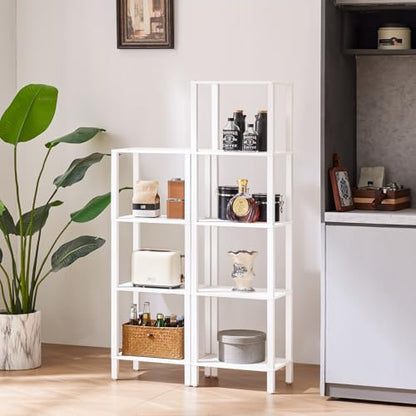 YUFAM 4 Tier Small Bookshelf, Narrow Tall Shelf, Wooden Book Shelf, White - color: White, size: 4-Tier