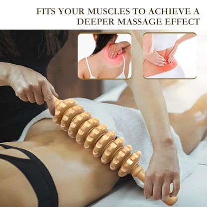 Manual Wood Therapy Massage Stick, Wooden Cellulite Muscle Roller for Legs - color: Wood