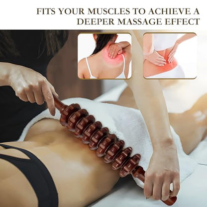Manual Wood Therapy Massage Stick, Wooden Cellulite Muscle Roller for Legs - color: Brown