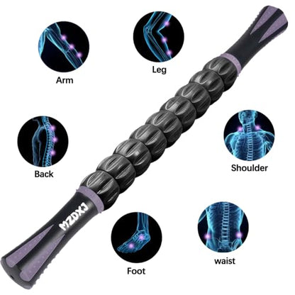 Muscle Roller Massage Roller Stick- (Dark Purple) | Lymphatic Drainage & Body Sculpting, Handheld Physical Therapy & Recovery Tool - color: Dark Purple