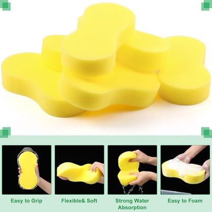 Vesici 24 Pack Large Sponges Bulk Multi-Purpose Extra Large Sponge for Washing Cars Field Day Water Games Household Cleaning Car Boat Bike Kitchen Bathroom Vacuum Compressed Packing (Bright Yellow) - color: Bright Yellow