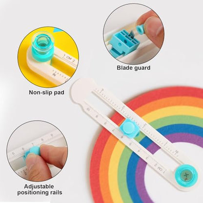 Circle Cutter for Adjustable 2-20cm/0.79-7.87in Paper, DIY Crafts Round Scrapbooking Paper Cutter with Bottom Blade Guard Circular Rotary Scrapbook Cardboard Tool for Easy Operation & Smooth Cutting