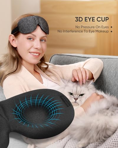 LKY DIGITAL Sleep Mask for Side Sleeper 3 Pack, Blackout 3D Eye Mask - color: Gray & Blue & Black
