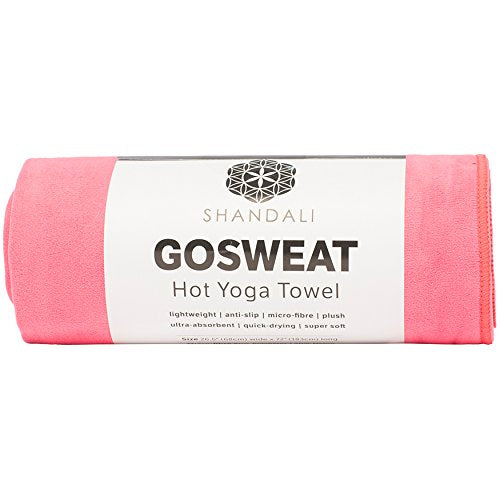 Shandali GoSweat Non-Slip Hot Yoga Towel with Super-Absorbent Soft Suede Microfiber in Many Colors, for Bikram Pilates and Yoga Mats. - color: Lemonade Pink, size: 72.00" x 26.50"