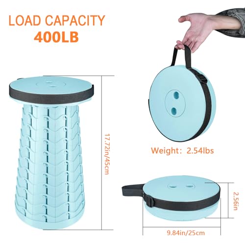 Boreeman Upgraded Folding Stool Lightweight Yet More Sturdy with Load Capacity 400lbs Portable Collapsible Stool for Camping Fishing Hiking BBQ (Ice Cream) - color: Ice Cream