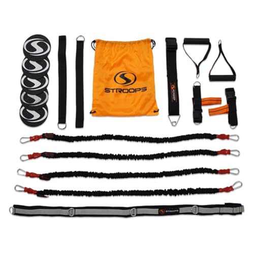 Stroops VITL Slastix Resistance Bands Set | All-in-One Full Body Workout System Bands, Handles, Foot Straps, Door Anchors, Agility Dots & Carry Bag for Home Fitness - color: Black, size: Full Kit