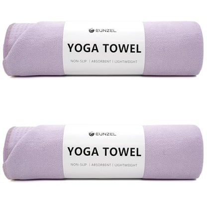 Eunzel 2 Pack Hot Yoga Towel with Grip Dot, Non Slip Yoga Mat Towe Sweat Absorbent Towel for Hot Yoga,Bikram, Pilates and Fitness 72" x 24", Taro Purple - color: Taro Purple