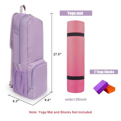 Yoga Mat Bag Carrier with Mesh & Zipper Pockets - color: Purple