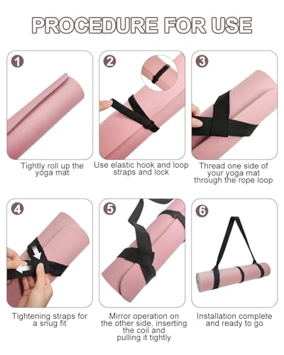 Yoga Mat Strap Carrier with Adjustable Hook-and-Loop for Most Mats