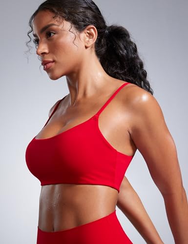 CRZ YOGA Butterbreeze Scoop Neck Sports Bras - color: Red Chili, size: X-Small