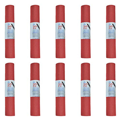 Bulk Yoga Mats, 10 Pack, 4mm Thick, 68x24in | Bulk Non Slip Exercise Mats for Workout, Stretching, Fitness - Wholesale Non Toxic Gym Mats for Home, Schools and Studios - color: Red
