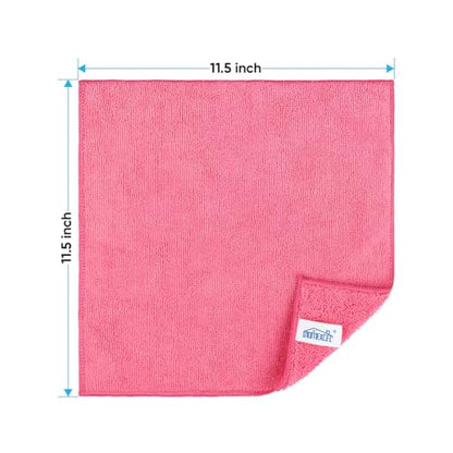 HOMEXCEL Pink Microfiber Cleaning Cloth, Microfiber Towels for Car, 12 Pack | Lint Free Cleaning Rags for Household, Kitchen, Car Wash Towels for Detailing Drying, Scratch-Free, 11.5"X 11.5" - color: Pink