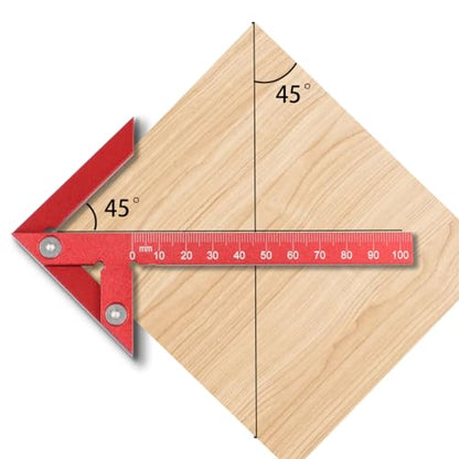 Aluminum Alloy Center Positioning Ruler, 45/90 Degree & Right Angle & Centerline Positioning, Red High-Precision Metric Measuring Multi-Function Arrow Ruler,043R - color: Red(Metric)