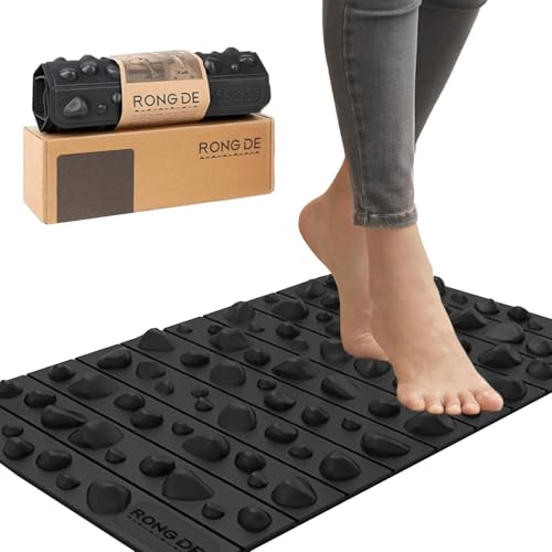 Portable Feet Acupressure Mat, Foldable Foot Massager Mat, Pressure Point Massage Pad, Anti Fatigue Office Standing Desk Pad, Stand Up Pad, Relieve Foot Pain - color: Black - Small