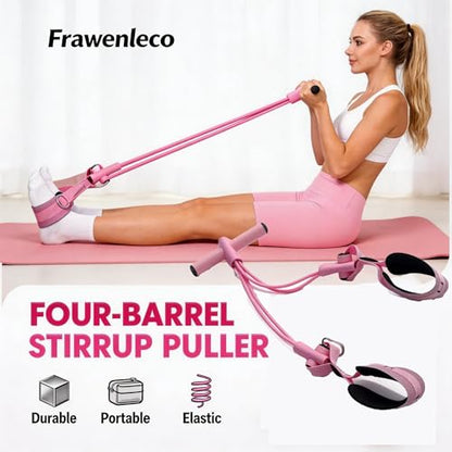 Fitness Resistance Bands with 4 Tube Pedal Ankle Puller, Elastic Yoga Pedal Stretch Band for Exercise, - color: Pink