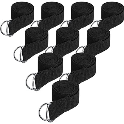 Jerify Yoga Strap for Stretching Bulk 6ft Exercise Stretch Band with Metal D Ring Adjustable Pilates Non Elastic Yoga Belt for Women Men Physical Fitness Gym Workout Dance - color: Black