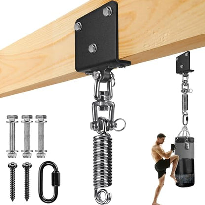 BeneLabel Heavy Bag Hanger for Punching Bag Beam Mount Hardware 360° Rotation Boxing Bag Ceiling Mount I-Beam Hanger for Hanging Heavy Punching Bags Wall Hangers - color: Beam Hanger with Spring