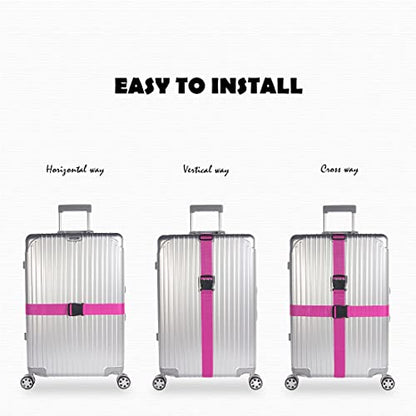 2pcs 74″×2″Luggage Straps for Suitcases,Adjustable Suitcase Straps and Heavy Duty Strap Buckle Packing Straps Travel Accessories,Pink - color: Pink 2PCS