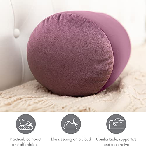 Microbead Bolster Neck Roll Pillow, 14x8 in Cylinder Tube, Burgundy Merlot | Silky feel fabric helps prevent wrinkles & hair breakage; feather-light beads gently cushion head & shoulders as you rest - color: Burgundy - Merlot