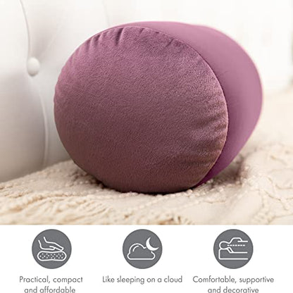 Microbead Bolster Neck Roll Pillow, 14x8 in Cylinder Tube, Burgundy Merlot | Silky feel fabric helps prevent wrinkles & hair breakage; feather-light beads gently cushion head & shoulders as you rest - color: Burgundy - Merlot