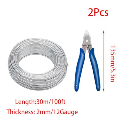12 Gauge (2mm) Silver Craft Wire for Sculpting，100ft（30m） Aluminum Wire for Sculpting Armature Wire Silver DIY Bendable Craft Wire with 1 Electronic Plier to Cut - size: 12 Gauge