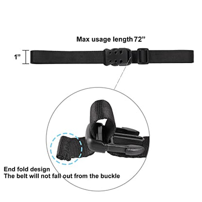 Ayaport Utility Straps with Buckle 72" Quick-Release Adjustable Nylon Straps Black 4 Pack - size: 1''x72"