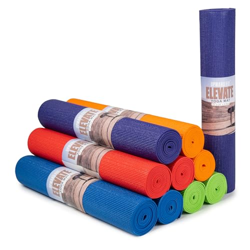 Elevate Bulk Extra Long Yoga Mats, 10 Pack, 72x24in | Bulk Non Slip Exercise Mats for Workout, Stretching, Fitness - Wholesale Non Toxic Gym Mats for Home, Schools and Studios - color: Assorted