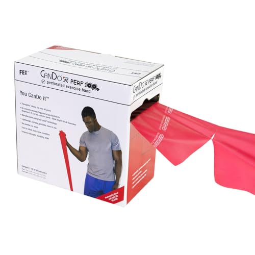 CanDo Perf 100 Low Powder Exercise Band, 100 yard with perforations, Red: Light - color: Red: Light, size: 100 yard with perforations