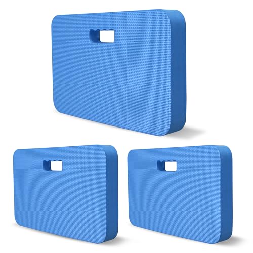 Gardzen 3-Pack Extra Thick Garden Kneeling Pad | EVA Foam Kneeler Pad for Gardening, Baby Bath, Yoga, Pilates, Exercise, 18" x 11" x 1.5", Blue - size: 18" x 11" x 1.5" - 3 Pack