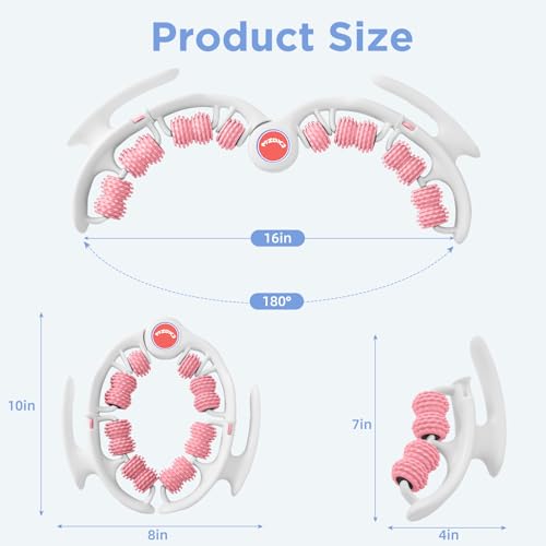 Cellulite Massage Tool - Lymphatic Drainage Massager - Muscle Roller, Deep Fascia Massage, Dimpled Skin Removal, Legs/Thighs/Buttocks, Anti-Cellulite Roller, Smooth Skin (14 Wheel - Pink) - color: White Pink