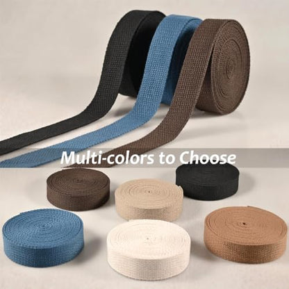 Cotton Webbing 1 Inch 15 Yards Weave Webbing Straps for Bags Handles - color: A- 3 mixed color