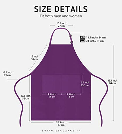 Syntus Apron for Men Women, Adjustable Cooking Kitchen Apron with 2 Pockets | Machine Washable, Firm Stitching, Stain Resistance, Long Tie Straps, 2 Pockets, Versatility, Unisex Use, Gift, BBQ - color: Basic Purple, style: 2 Polyester