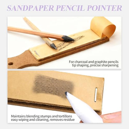 15 PCS Blending Stumps and Blending Sponge Pens with Sandpaper Pencil Sharpener, Tortillions Blending Sticks for Shading Complete, Blending Pencils for Student Artist Charcoal Sketch Drawing Tools - size: 15pcs
