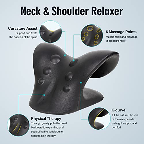 ComfortLife Neck Stretcher for Pain Relief, Neck and Shoulder Relaxer Cervical Traction Device Pillow for Muscle Relax and TMJ Pain Relief(Black) - color: Black