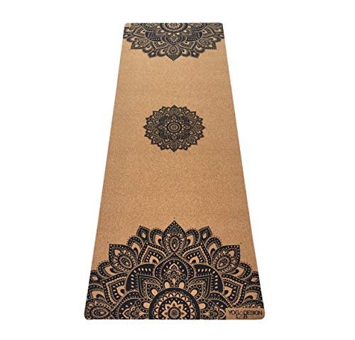YOGA DESIGN LAB | The Cork Yoga Mat | Eco Luxury | Ideal for Hot Yoga, Power, Bikram, Ashtanga, Sweaty Workouts | Studio Quality | Includes Carrying Strap! - color: Mandala Black, size: 3.5mm