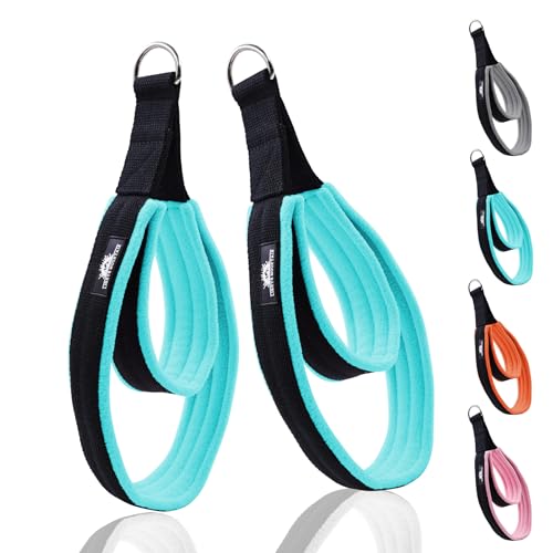 Pilates Double Loop Straps for Reformer, Thickened D-Ring Handle Fitness Straps, 2 Lengths Multicolor Yoga Accessories for Home Workout - color: black blue, size: size L