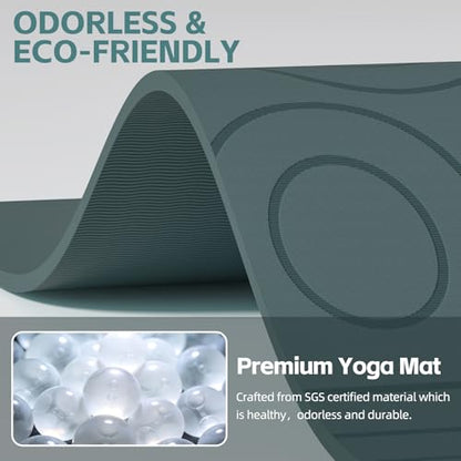 PAIDU Large Yoga Mat, 72"x36"x2/5" POE Non-Slip Exercise Mat | 10MM Thick, POE, non‑slip, ideal for home gym, yoga, pilates, fitness & floor use - color: Deepgreen - LOGO
