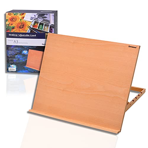 Darnassus A3 Extra Large Adjustable Tabletop Painting Easel, 16.5 inch by 12.6 inch, Drawing and Sketching Board, Book Holder, Book Stands, Tilt Height Adjustable, Portable Easel Stand