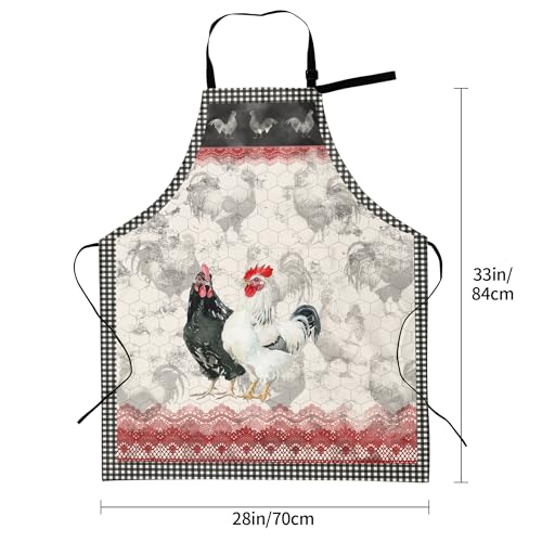Artist Painting Apron with 2 Pockets Painters Art Aprons Gifts for Women Men - color: Buffalo Plaid Rooster