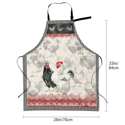 Artist Painting Apron with 2 Pockets Painters Art Aprons Gifts for Women Men - color: Buffalo Plaid Rooster