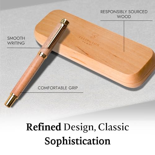 Ellington Pens Luxury Wood Fountain Pen Set – Extra Fine Nib - Includes 6 Ink Cartridges, Wooden Pen Gift Box, Ink Converter - Wood Pen For Writing, Calligraphy, Journaling, Drawing (Maple Harmony) - color: Maple Harmony, style: Extra Fine