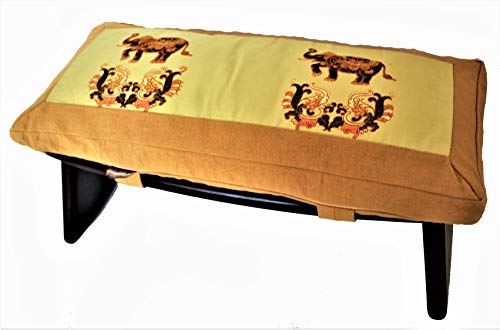 Meditation Bench & Cushion Set - Folding Seiza - Elephant Trek Mustard - color: Elephant Trek Mustard