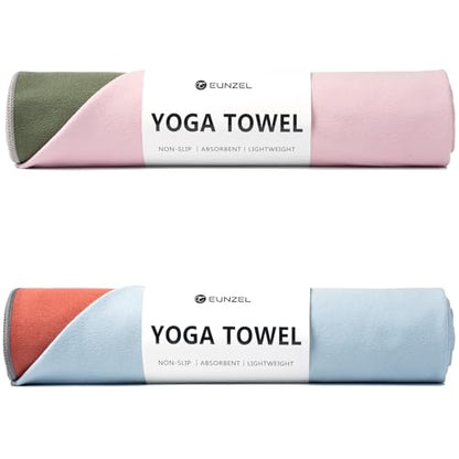 Eunzel Hot Yoga Mat Towel, Reversible Two-Tone 72" x 26.5" | Reversible Two-Tone Design, Absorbent Microfiber, Hot Yoga & Pilates, Soft Double-Sided Fabric - color: Z- Desert Rb/ Forest Gp