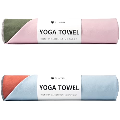 Eunzel Hot Yoga Mat Towel, Reversible Two-Tone 72" x 26.5" | Reversible Two-Tone Design, Absorbent Microfiber, Hot Yoga & Pilates, Soft Double-Sided Fabric - color: Z- Desert Rb/ Forest Gp