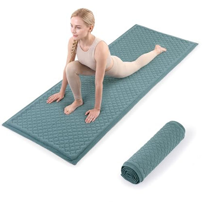 MABOZOO Cotton Yoga Mat, Non-Slip Breathable Yoga Rug for Man and Woman, Washable Foldable Exercise Mat for Meditation, Pilates, Indoor Outdoor Fitness