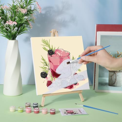 Nezyo 12 Sets Paint by Numbers for Adults with Frame, Acrylic 8x8 - style: Cocktail