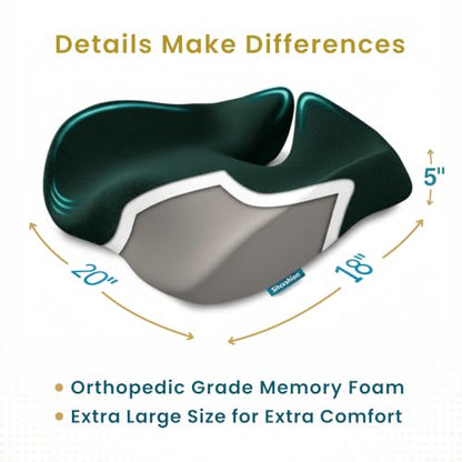 Seat Cushion for Tailbone Pain Relief, Extra Large Office Chair Cushion - color: Green & Dark Gray
