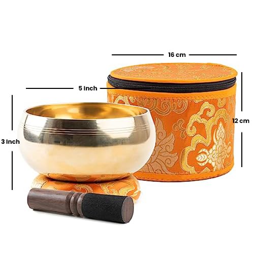 Tibetan Singing Bowl Set - 5" Plain Sound Bowl with Gift Box - Easy To Play for Beginners - Authentic Handcrafted Mindfulness Meditation Chakra Healing Holistic Sound 7 by Himalayan Bazaar - color: Plain - 5 Inch